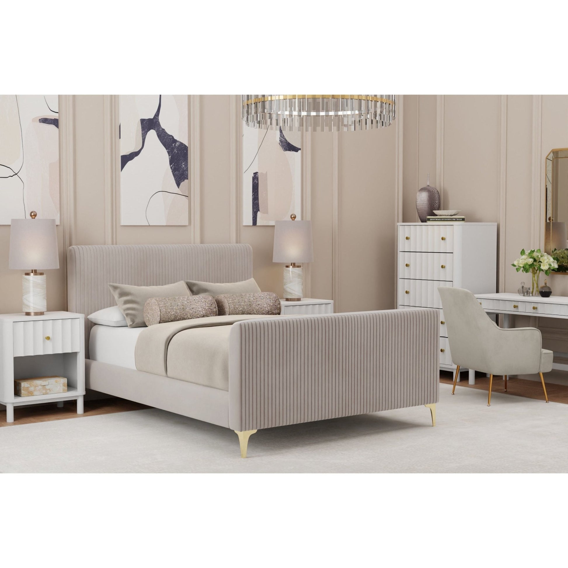 Zaldy Platform Bed, Light Grey - Alpine Furniture